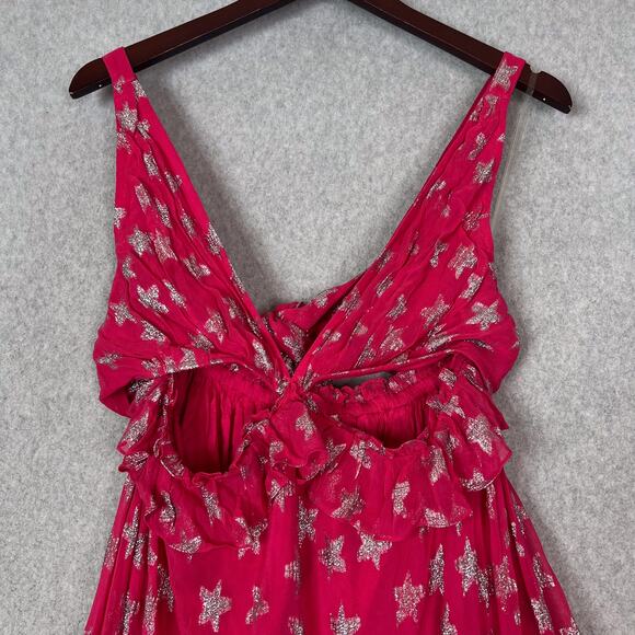 Rococo Sand Pink Silver Star Vega Cut Out Maxi Dress Size XS - Picture 3 of 10